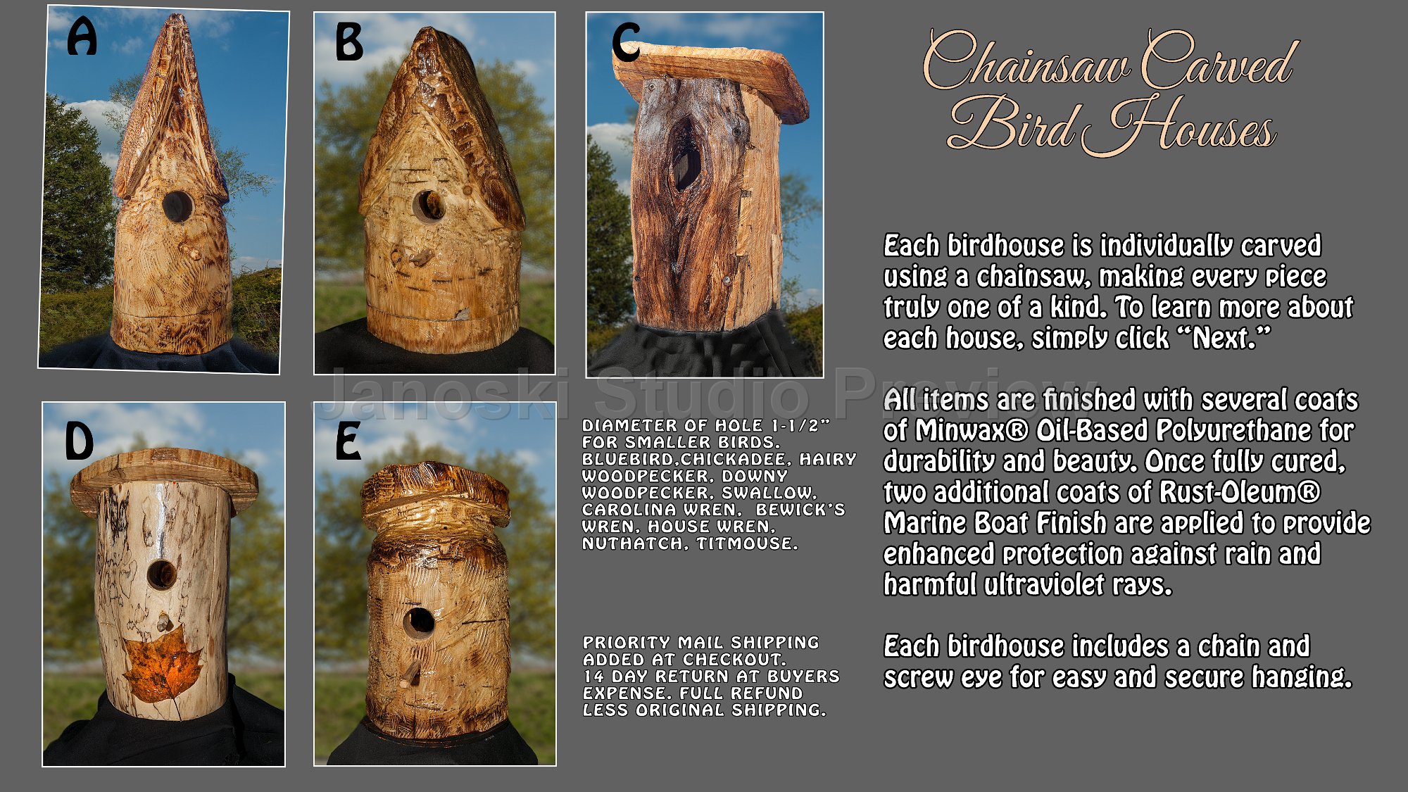 Chainsaw Carved Bird Houses